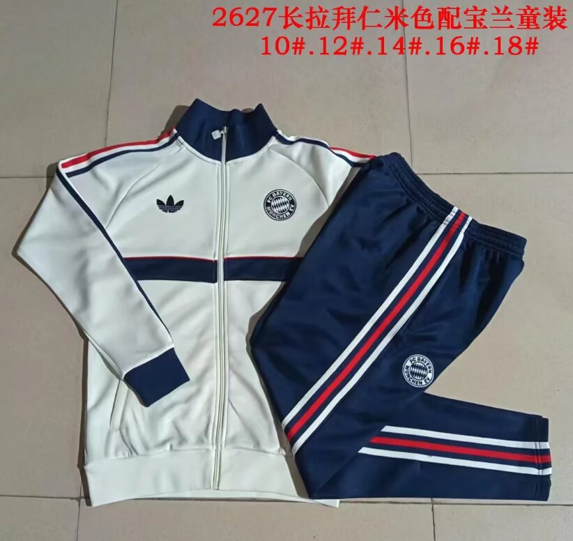 Kids Bayern Munich 26/27 Tracksuit - White/Dark Blue